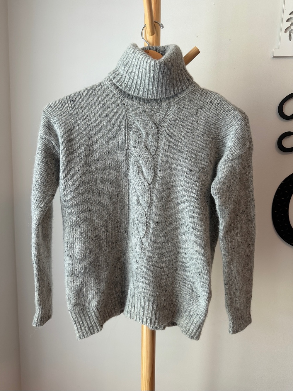 Lauren Ralph Lauren Gray Cable Knit Alpaca Blend Sweater Women’s XS Turtleneck